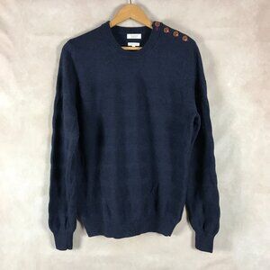 AIGLE 1853 Men's Blue Merino Wool Sweater Size LARGE